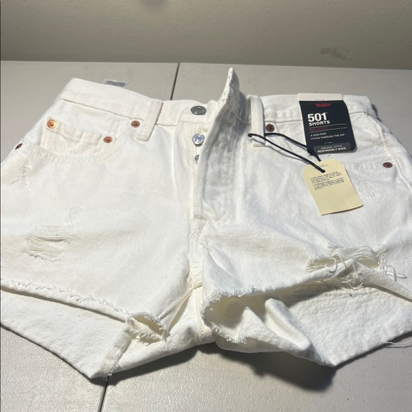 Levi's Pants - Levi’s 501 white denim shorts high rise 100% cotton NWT 26